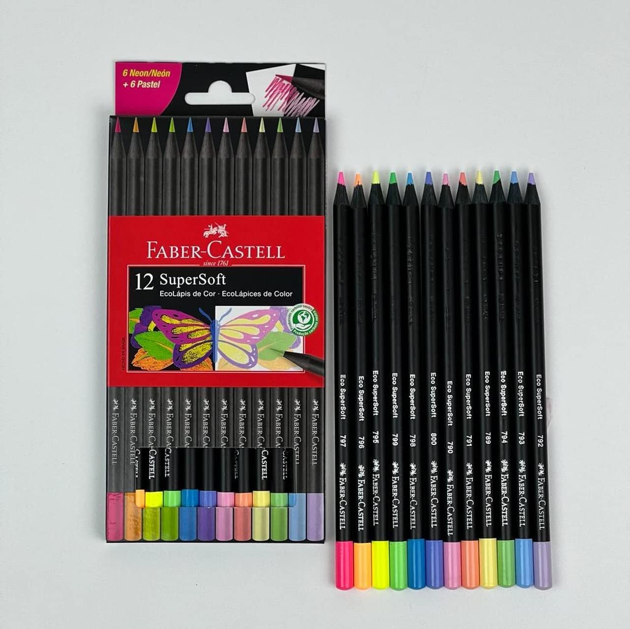 Lápices Faber-Castell SuperSoft 12 Colores Metálico