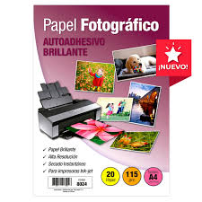 Papel fotograftico Autoadhesivo A4 20hjs 115gr INKJET